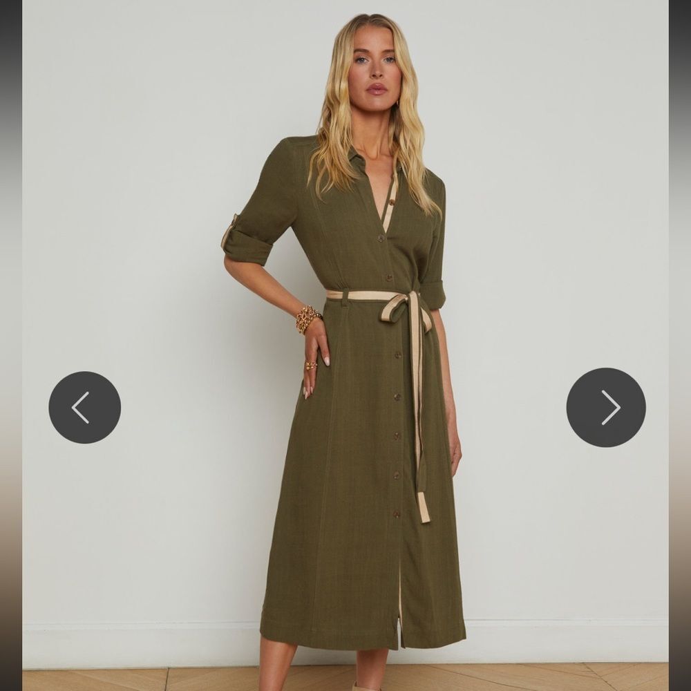 L'AGENCE Malika Linen-Blend Shirt Dress Small